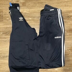 Adidas Women Navy Tracksuit Joggers with White Stripes